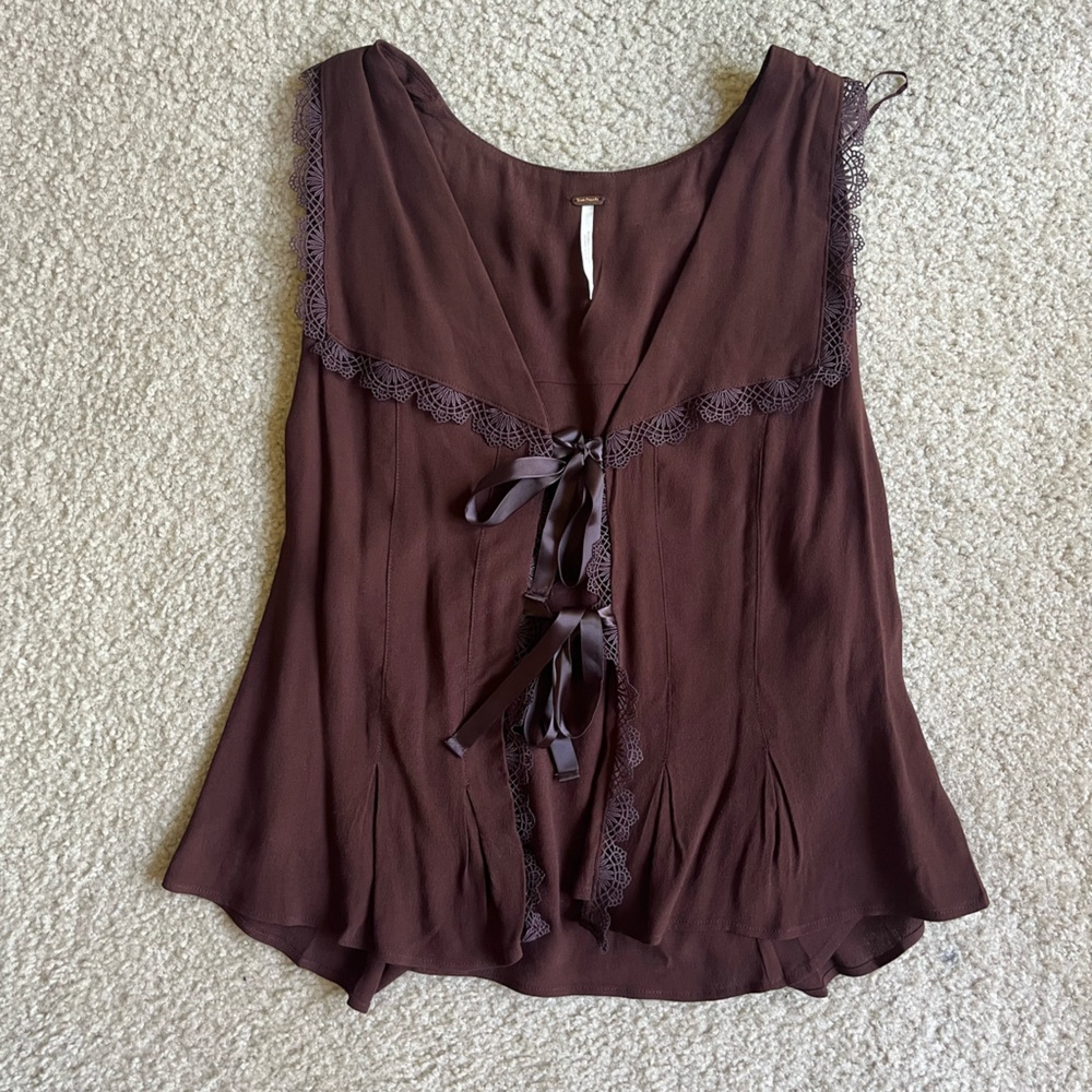 Free People bow tie front sleeveless top/ vest